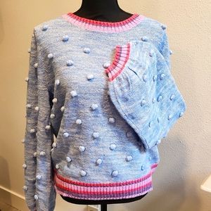 Lilly Pulitzer Verna Blue Periwinkle Metallic Sweater Popcorn Knit Women XL NWT